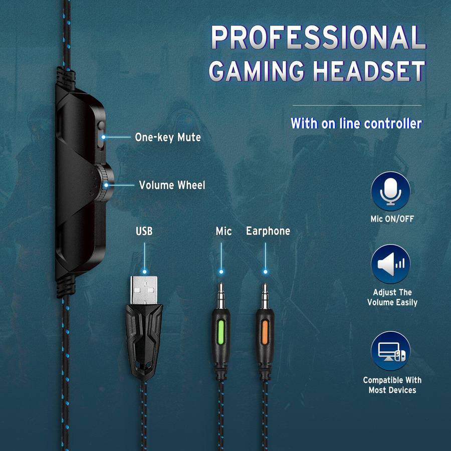 ONIKUMA K1-B Elite stereo gaming headset Black & Blue