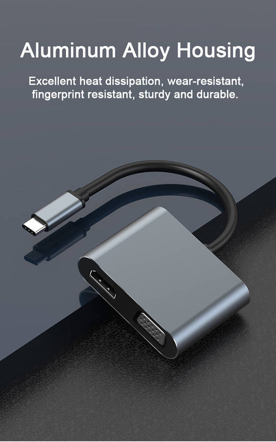 4-in 1 Hub Type C to PD/4k HDMI/VGA/USB for MacBook/Type C PC