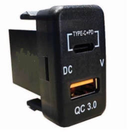 QC3 USB Charger With Volt Meter & C-Type Port 40x20mm Toyota Vigo
