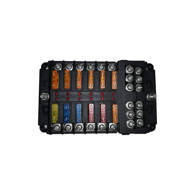 12 Way Fuse Box with Negative bus and LED indicator