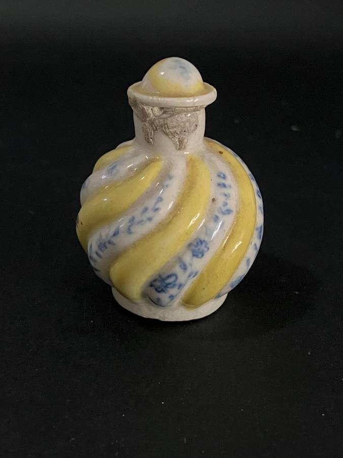 Bottle 'Porcelain' Yellow and Blue Miniature