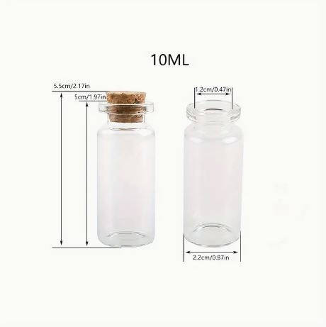 Clear Glass Bottles With Cork Stopper 5 x 2.2cm