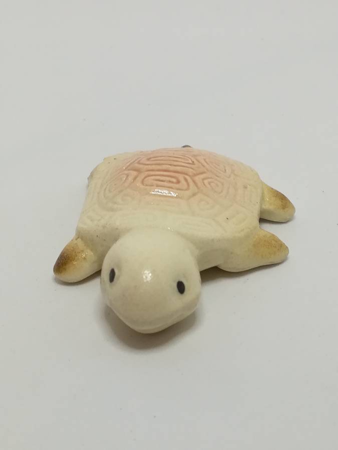Miniature Cream & Dusty Pink Ceramic Tortoise - Design 1 (Miniature, suitable for printer's tray)