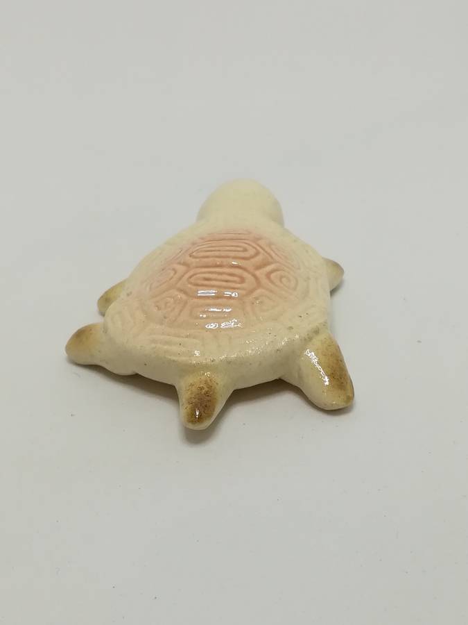 Miniature Cream & Dusty Pink Ceramic Tortoise - Design 1 (Miniature, suitable for printer's tray)