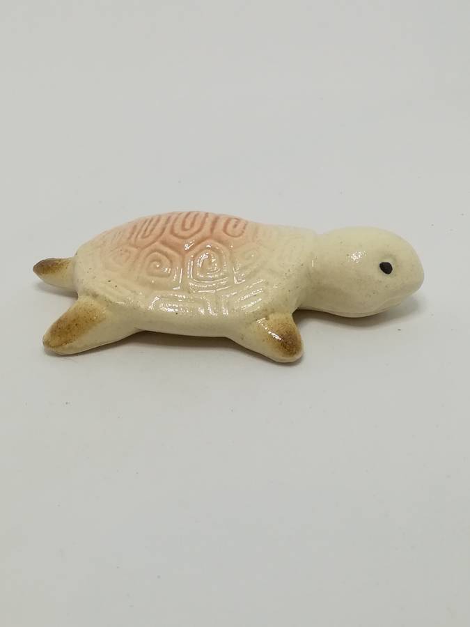 Miniature Cream & Dusty Pink Ceramic Tortoise - Design 1 (Miniature, suitable for printer's tray)