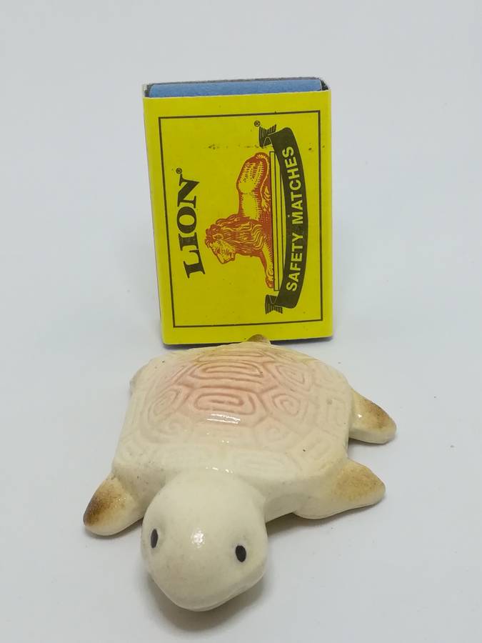 Miniature Cream & Dusty Pink Ceramic Tortoise - Design 1 (Miniature, suitable for printer's tray)