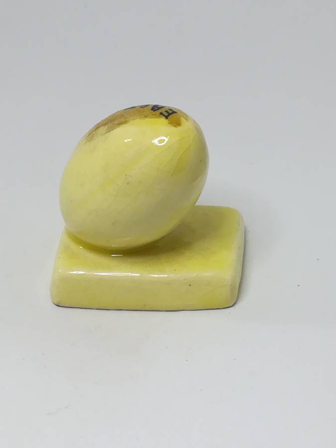 Miniature Ceramic Yellow Rugby Ball on Base (Miniature, suitable for printer's tray)