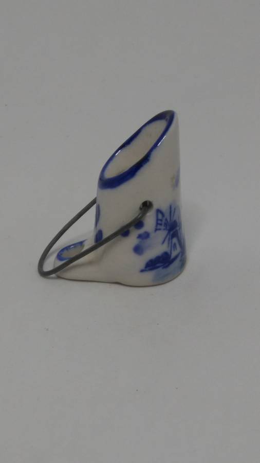 Miniature Ceramic Blue & White Delft Style Milk Bucket (Elesva Holland) (Miniature, suitable for ...