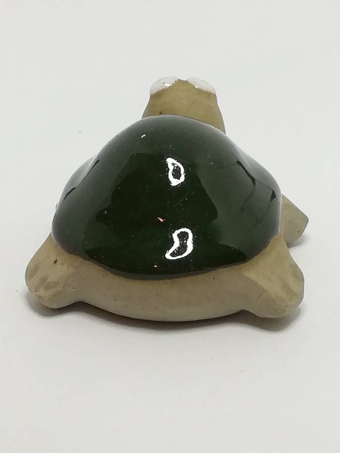 Miniature Clay Tortoise with Glazed Dark Green Shell (Miniature, suitable for printer's tray)