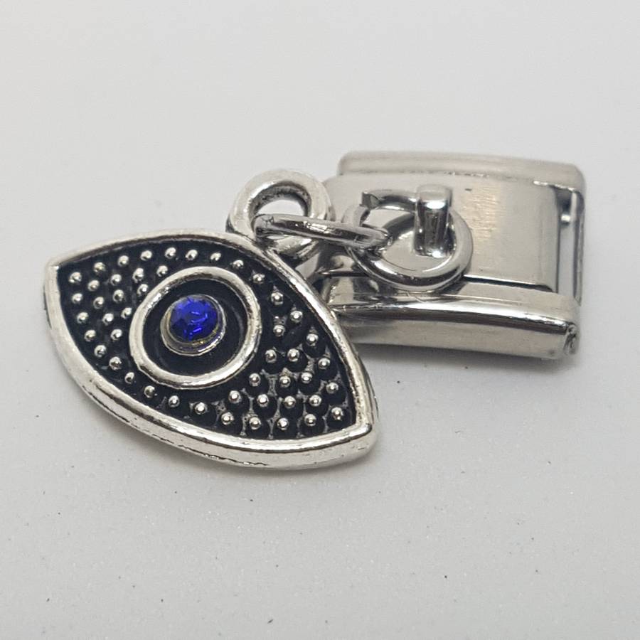 Italian Charm Dangle Evil Eye Blue Diamante (Fits Nomination Bracelet)