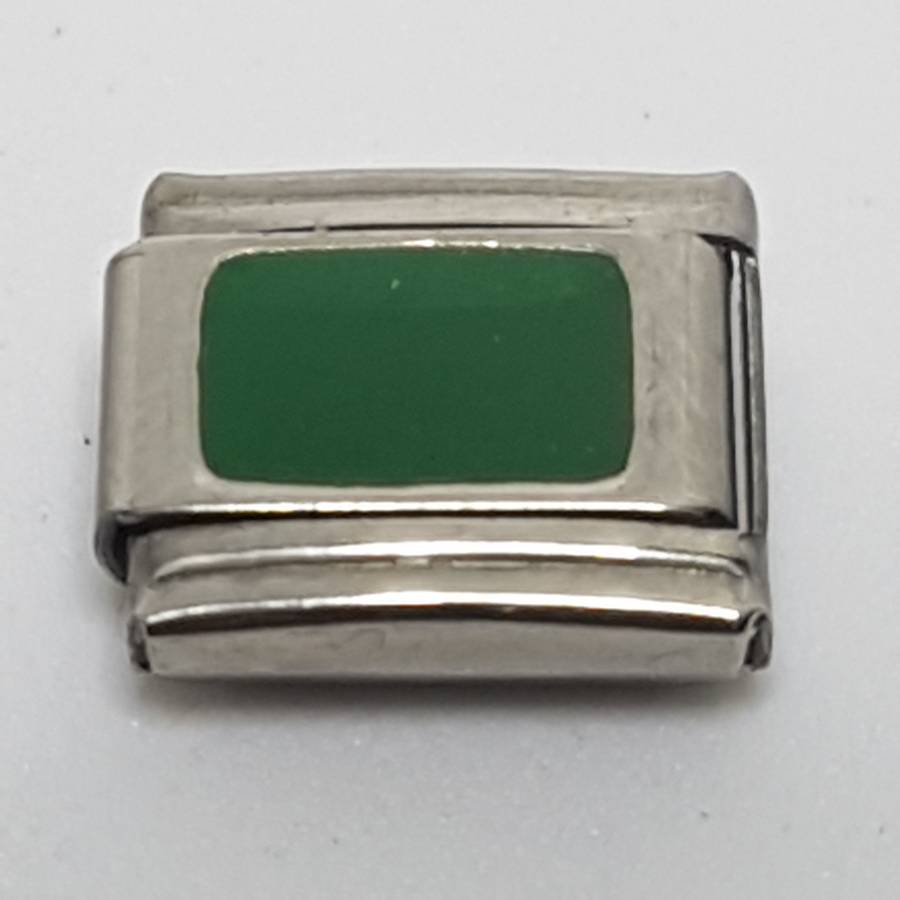 Italian Charm Dark Green Enamel Cube Square (Fits Nomination Bracelet)