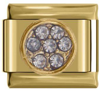 Italian Charm 'Gold' & Diamante Round Fits Nomination Bracelet