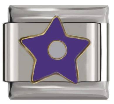 Italian Charm Purple Enamel Star 'Silver' (Fits Nomination Bracelet)