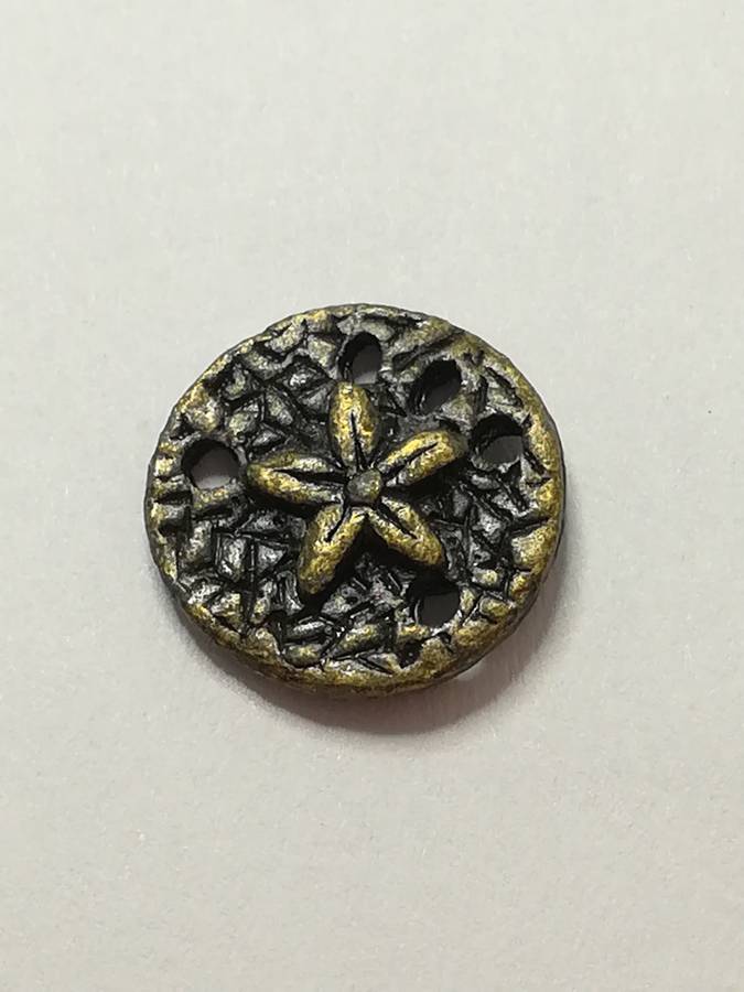 Charm Dangle: 'Brass' Pansy Shell Disk