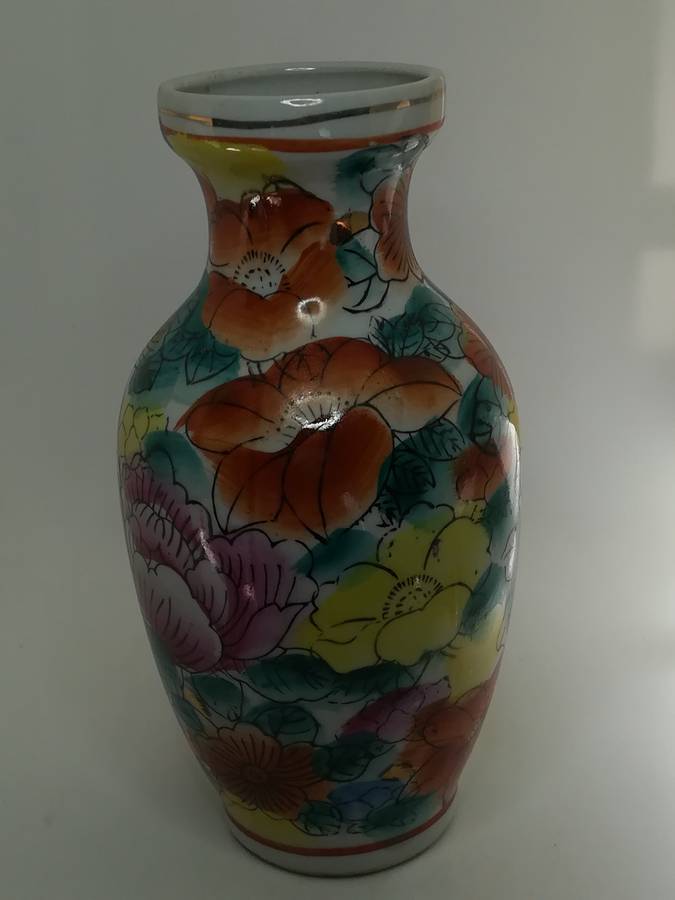 Medium Ceramic Vase with Flower Painting