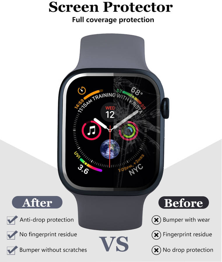 Apple Watch 45mm Tempered Fiber Glass Screen Guard - 2 Pack