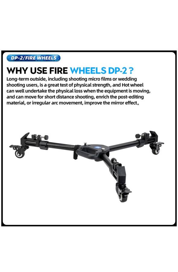 Fotopro Heavy Duty Adjustable Tripod Dolly Base Stand -Fire Wheels DP-2