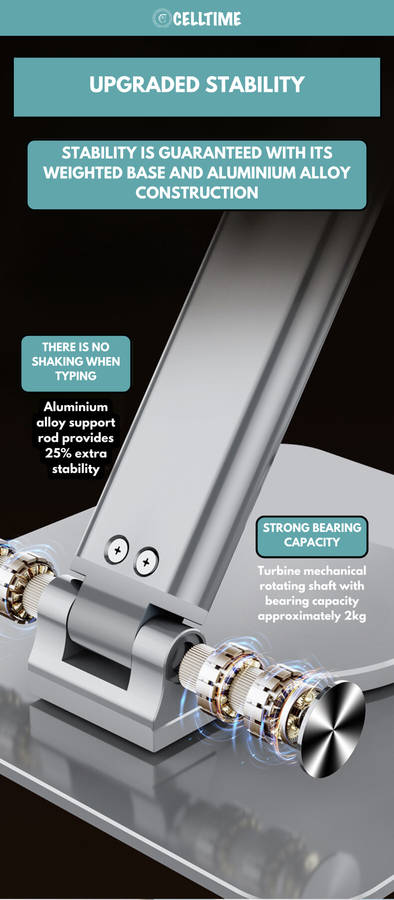 CellTime Aluminium Foldable Rotatable Tablet Stand with Stylus Pen