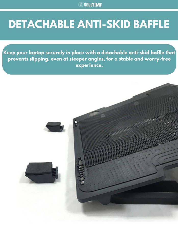CellTime Ergonomic Height Angle Adjustable Laptop Stand with Cooling Fan