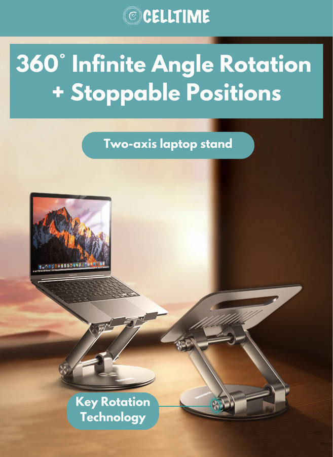 CellTime Ergonomic 360 Rotatable Adjustable Aluminium Laptop Stand