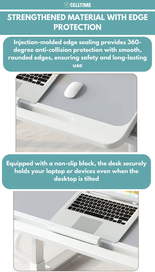 CellTime Height Adjustable Foldable Ergonomic Laptop Desk Stand with Drawer