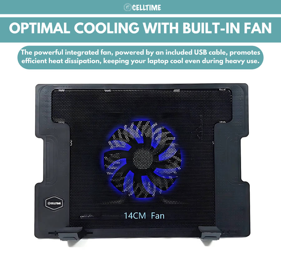 CellTime Ergonomic Height Angle Adjustable Laptop Stand with Cooling Fan