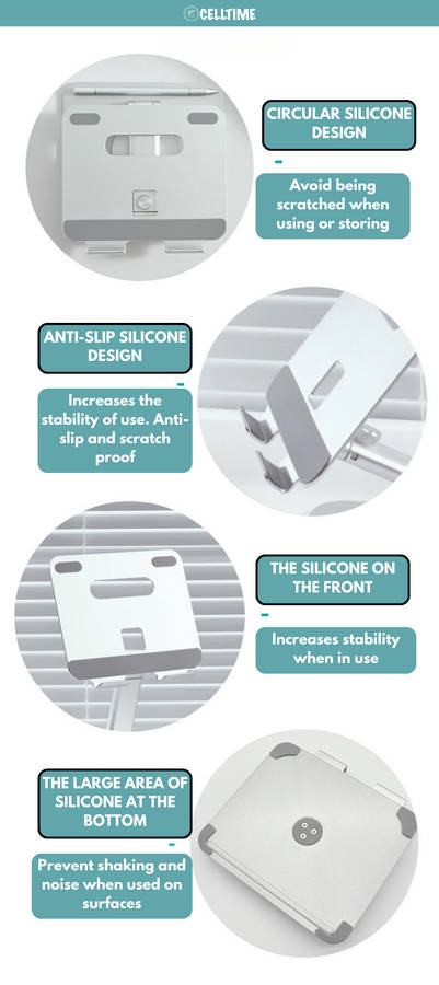 CellTime Aluminium Foldable Rotatable Tablet Stand with Stylus Pen