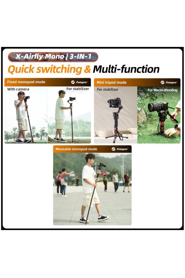 Fotopro x-Airfly Mono Multifunctional Portable Camera Monopod/ Tripod Stand