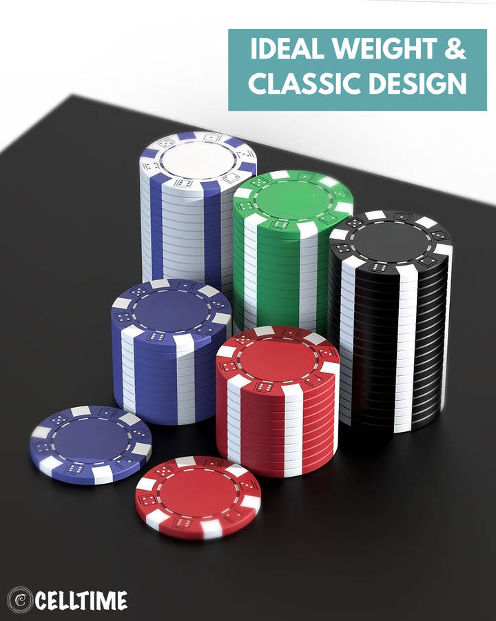 CellTime 1000 Piece Poker Set With Aluminium Case, 2 Deck Cards & Button