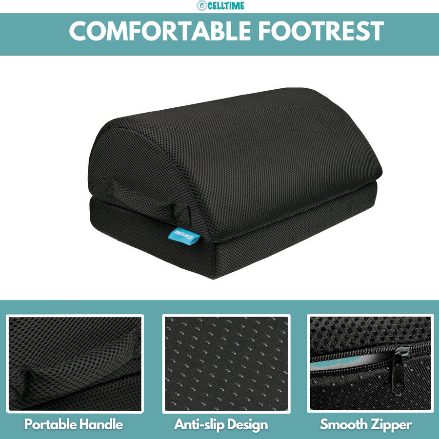 CellTime Height Adjustable Ergonomic Memory Foam Under Desk Footrest