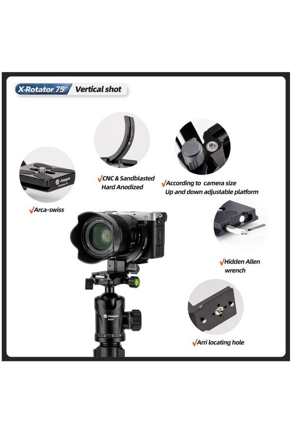 Fotopro Camera Collar Rotator Attachment for Tripod Stand - X-Rotator 75