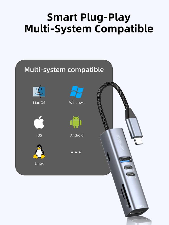 NEOHUBS HUB MAX 7-in-1 Type-C Hub with HDMI, 100W PD, SD/TF, USB 3 & USB-C