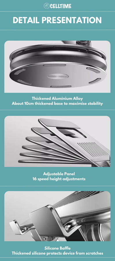 CellTime Ergonomic 360 Rotatable Adjustable Aluminium Laptop Stand