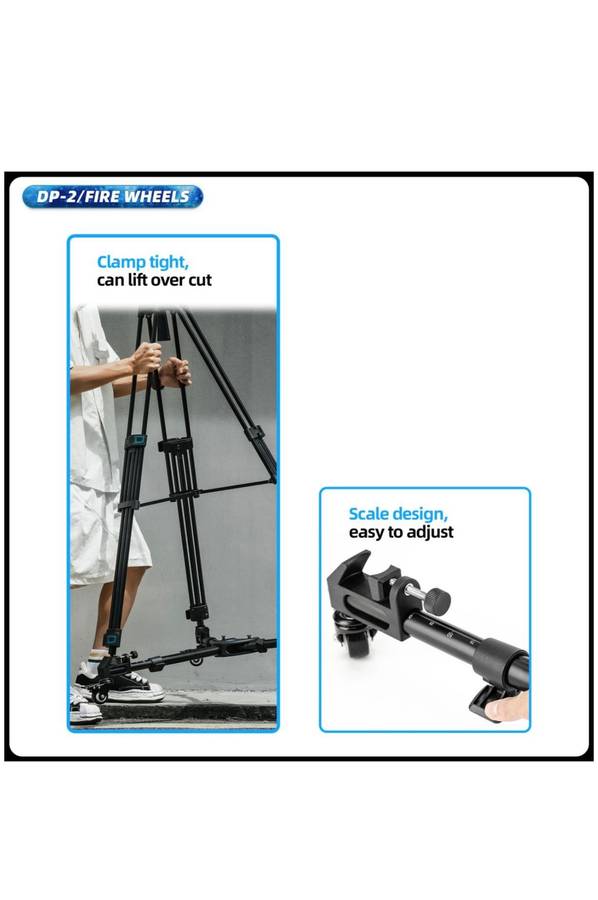 Fotopro Heavy Duty Adjustable Tripod Dolly Base Stand -Fire Wheels DP-2