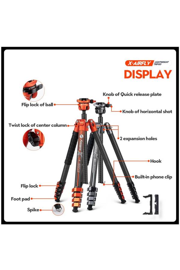 Fotopro x-Airfly Portable Lightweight Phone/Camera Tripod Stand