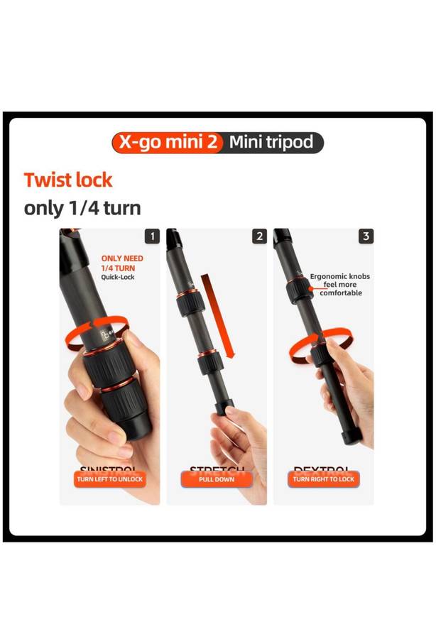 Fotopro Portable Lightweight Mini Tripod Stand - X-Go Mini 2+42QP