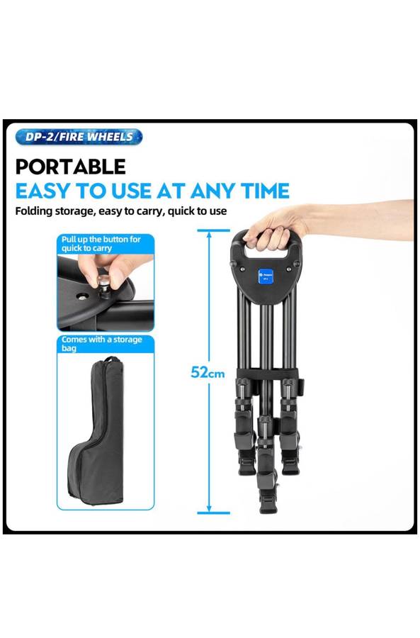 Fotopro Heavy Duty Adjustable Tripod Dolly Base Stand -Fire Wheels DP-2