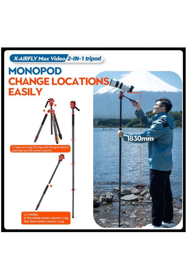 Fotopro x-Airfly Max Video Camera /Phone Tripod Stand/ Monopod Stand
