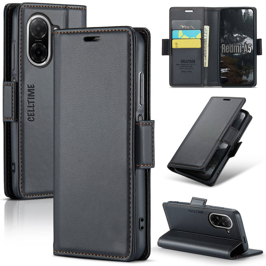 Retro Flip Leather Wallet Cover for Redmi A5
