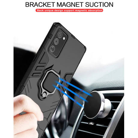 Shockproof Black Panther Magnetic Ring Stand Cover for Galaxy S22 Ultra