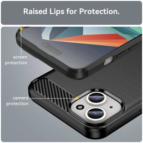 Carbon Fiber Design Cover for iPhone 15 Plus Shockproof Case