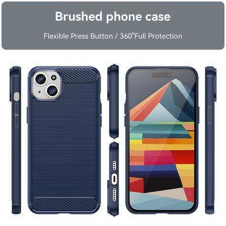 Carbon Fiber Design Cover for iPhone 15 Plus Shockproof Case