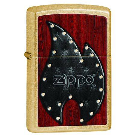 Zippo Leather Flame, Gold Dust Classic