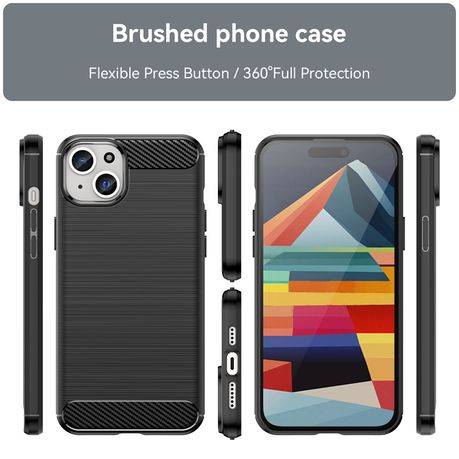 Carbon Fiber Design Cover for iPhone 15 Plus Shockproof Case