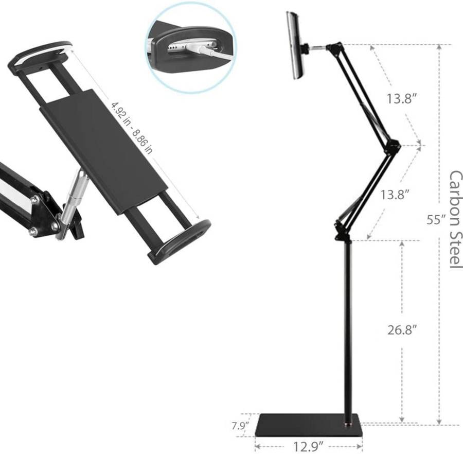 Adjustable Flexible iPad / Tablet / Smartphone Floor Stand