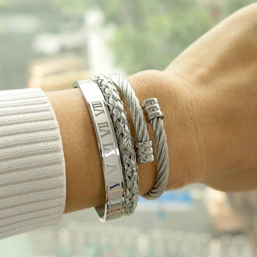 Argent Craft Roman Cable Bracelet 3 set (Silver)