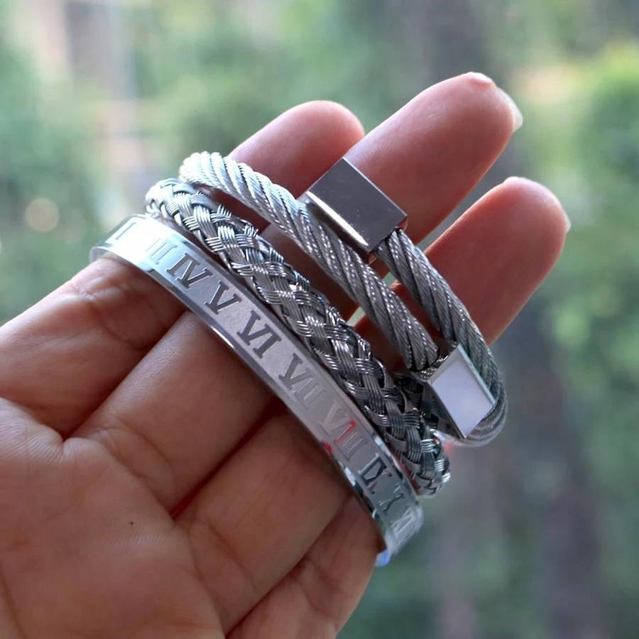 Argent Craft Roman Cable Bracelet 3 set (Silver)