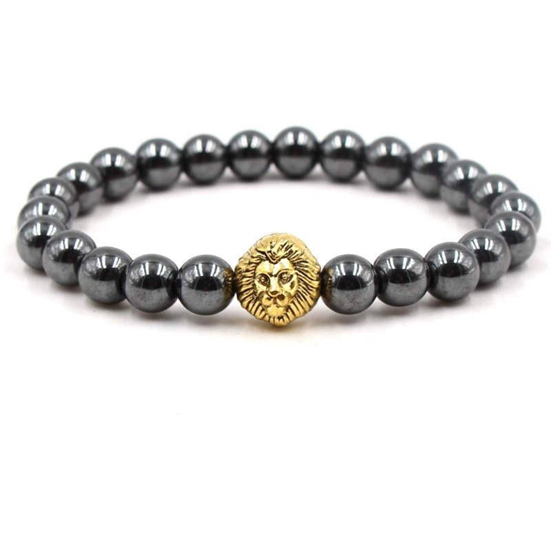 Argent Craft Hematite and Royal Lion Bracelet (gold)