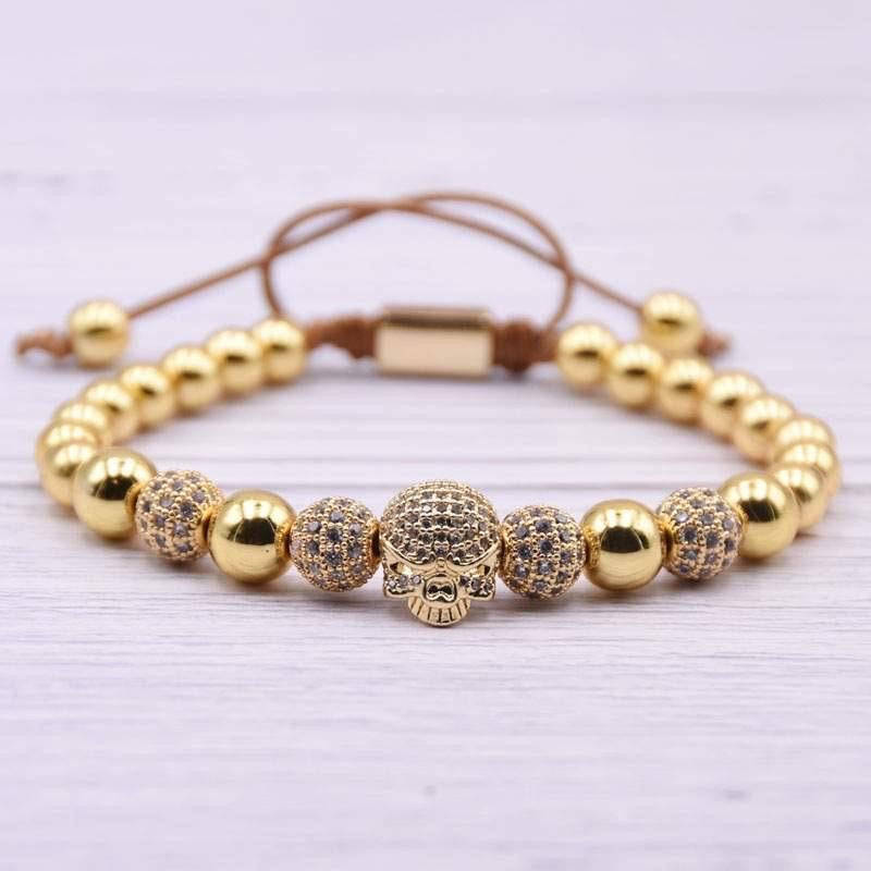 Argent Craft Gold Stone & Fallen Skull Bracelet