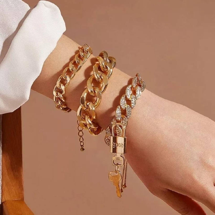 Argent Craft Love Locked 3 Bracelet Set (3 pcs) (gold)
